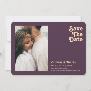 Save The Date Photo moderne rétro violet Horizontal Arêtes Arron