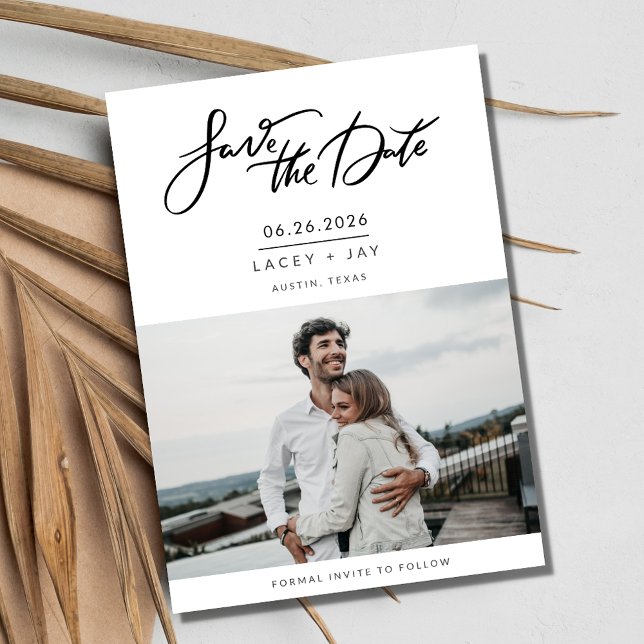 Save The Date Photo moderne Script Mariage Enregistrer la date (Modern Photo Script Wedding Save the Date)