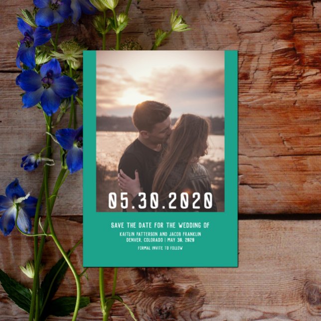 Save The Date Photo moderne simple Enregistrer la date | Arcadia (Simple Modern Photo Save the Date - Arcadia Green)