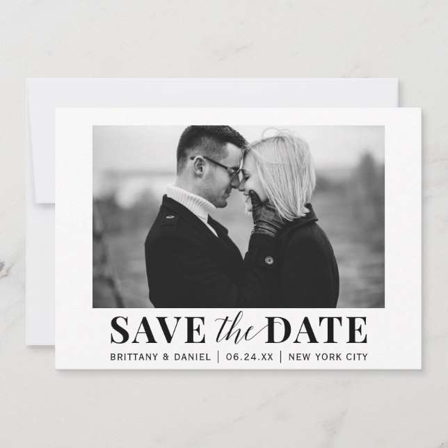 Save The Date Photo moderne tendance noir et blanc (Devant)