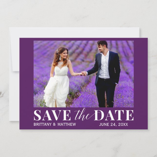 Save The Date Photo moderne tendance violet (Devant)