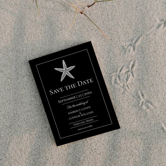 Save The Date Photo Monogramme de l'étoile noire (Black Starfish Monogram Photo Save the Date)