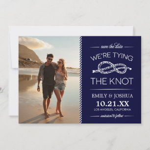 Save The Date Photo Navy Blue Tying the Knot Enregistrer la date