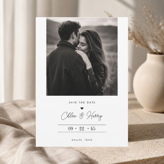 Save The Date Photo noir et blanc romantique intemporel