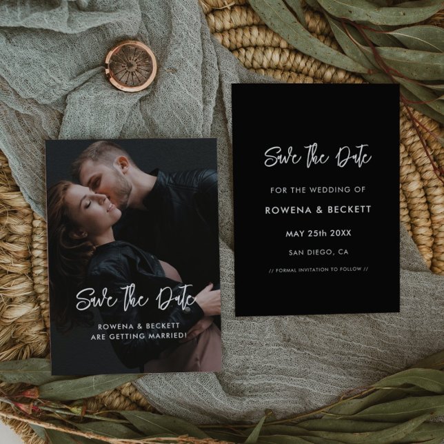 Save The Date Photo noire minimaliste moderne (Créateur téléchargé)