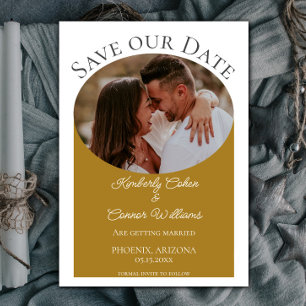 Save The Date Photo ovale simple Enregistrer la date   Orange br