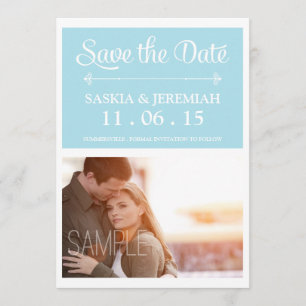 Save The Date Photo personnalisée en bleu doux Enregistrer la da