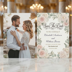 Save The Date Photo personnalisée Romantique Rustique
