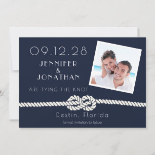 Save The Date Photo Plage Corde Nautique Marine Blanc