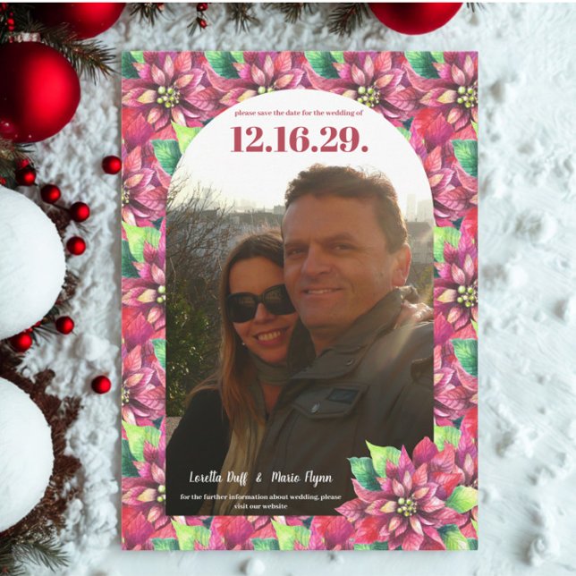 Save The Date Photo Poinsettia Mariage de Noël Enregistrer la da (Créateur téléchargé)