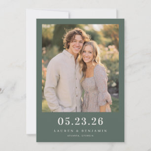 Save The Date Photo Romantique Vert Joyeux