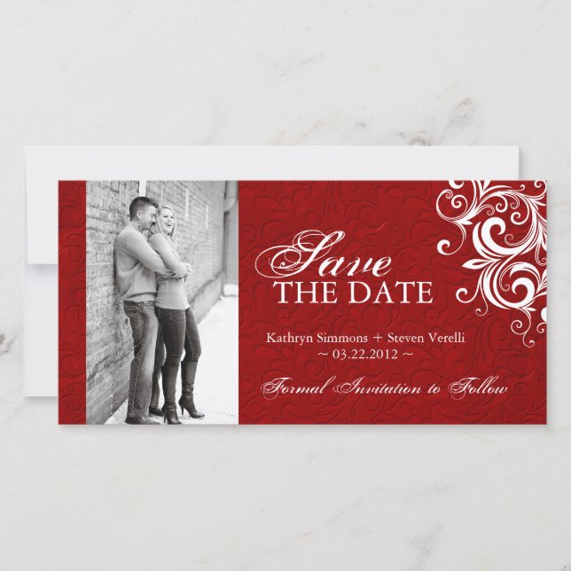 Save The Date Photo rouge et blanche Enregistrer la date Invitat (Devant)