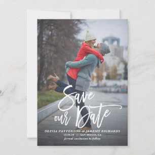 Save The Date Photo Rustique Lettrage à la main Enregistrer notr