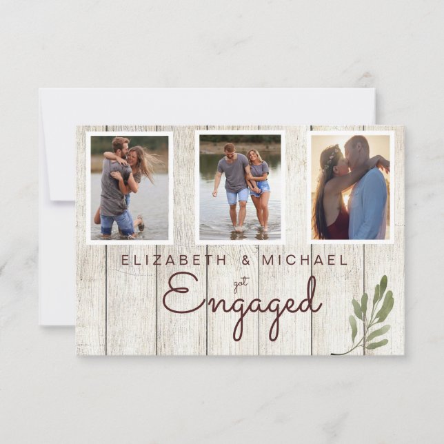 Save The Date Photo Simple Bois Rustique Fiançailles moderne (Devant)