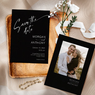 Save The Date Photo simple en noir et blanc Enregistrer la date