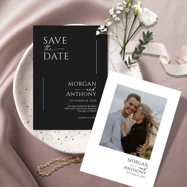Save The Date Photo simple en noir et blanc Enregistrer la date (Créateur téléchargé)