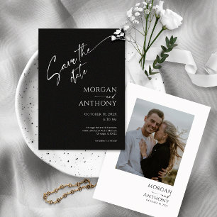 Save The Date Photo simple en noir et blanc Enregistrer la date