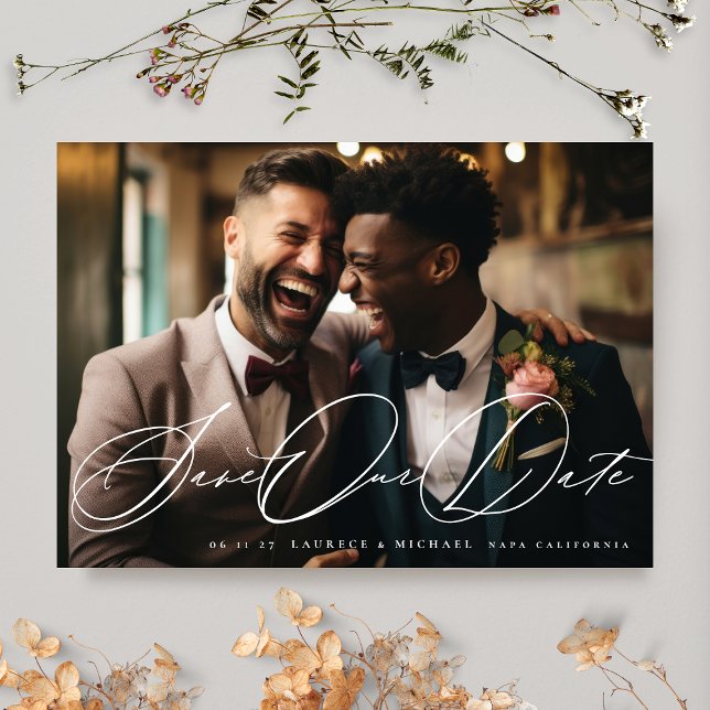 Save The Date Photo simple en noir et blanc moderne Le Mariage (Créateur téléchargé)