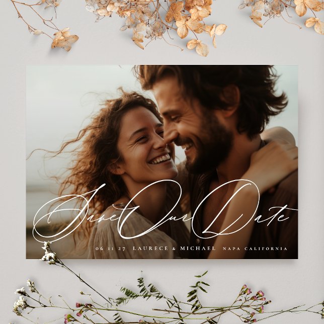 Save The Date Photo simple en noir et blanc moderne Le Mariage (Créateur téléchargé)