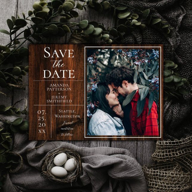Save The Date Photo simple et rustique Enregistrer la date (Rustic and Simple Photo Save the Date)