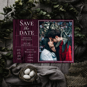Save The Date Photo simple et rustique Magenta Enregistrer la