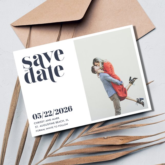 Save The Date Photo simple Mariage moderne Enregistrer la date (Simple Photo Modern Wedding Save the Date)