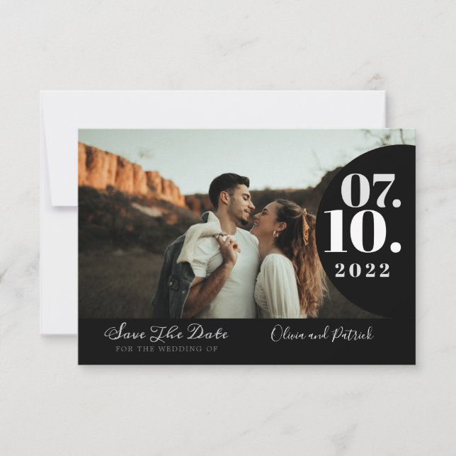 Save The Date Photo simple moderne Mariage noir et blanc (Devant)