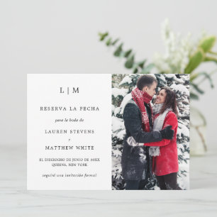 Save The Date Photo simple noir et blanc Mariage élégant