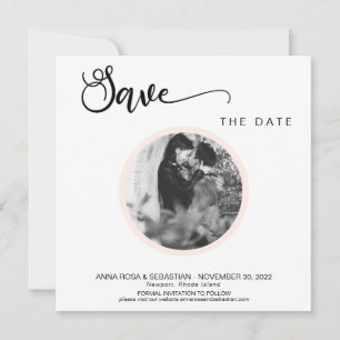Save The Date *~* PHOTO Simple Peach Boho Wedding Enregistrer La