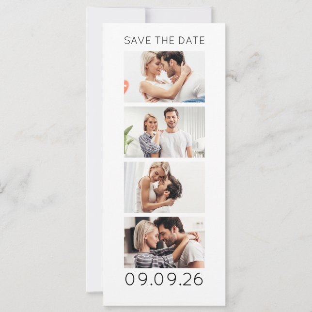 Save The Date Photo Strip 4 Pictures QR Code Photobooth Wedding (Devant)