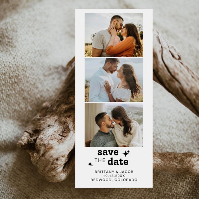 Save The Date Photo Strip Bold Retro Wedding (Créateur téléchargé)
