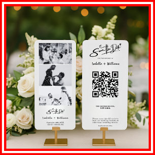 Save The Date Photo Strip Elegant QR Code Wedding