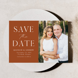 Save The Date Photo Térracotta Élégance Moderne