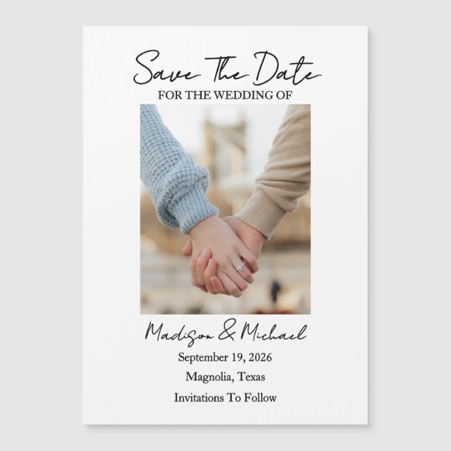 Save The Date Photo Thin Magnetic Card (Front)