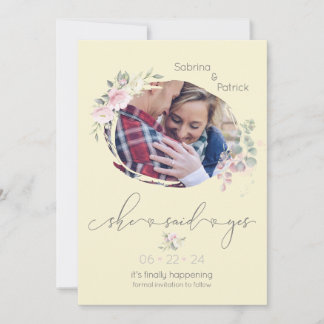 Save The Date Photo Vanille L citron Pâle Rose