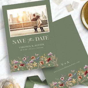 Save The Date Photo verte Boho Enregistrer la date