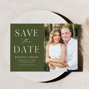 Save The Date Photo verte Olive Elégante