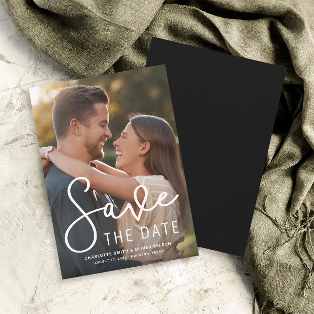 Save The Date Photo verticale du script moderne Enregistrer la c (Créateur téléchargé)