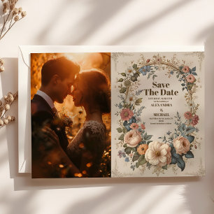 Save The Date Photo Victorian Vintage Garden Floral Mariage