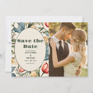 Save The Date Photo Watercolor Tulips William Morris Mariage