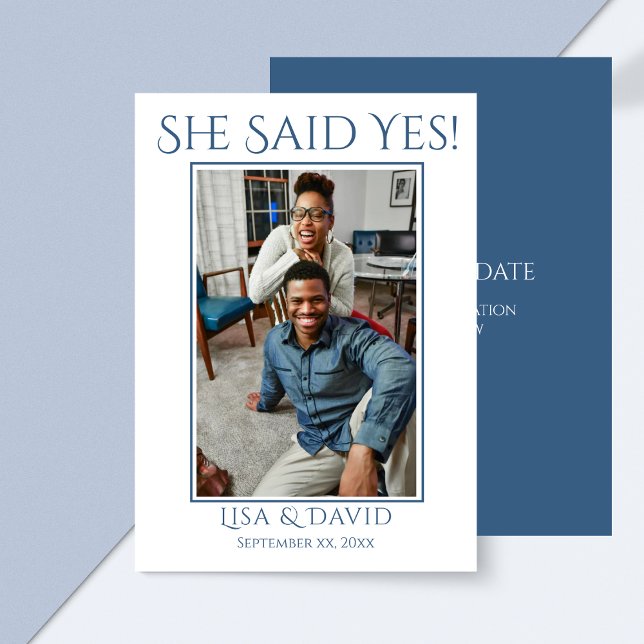 Save The Date Photo Wedding Announcement Blue (Photo Wedding Save The Date Announcement Blue)