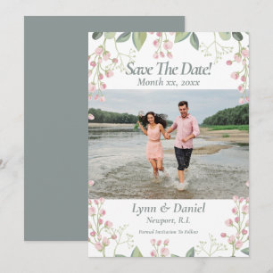 Save The Date Photo Wedding Announcement Pink