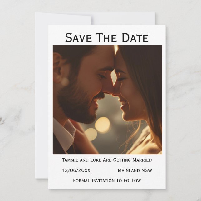 Save the Date Photo Wedding Card | Personalised  (Front)