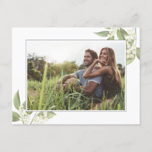 Save the Date Photo Wedding Floral Greenery Announcement Postcard