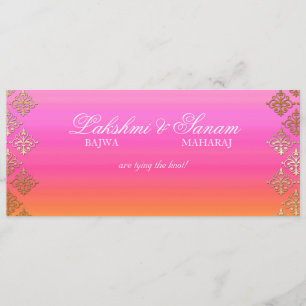Save The Date Photo Wedding Inviter Indian Pink Orange Gold