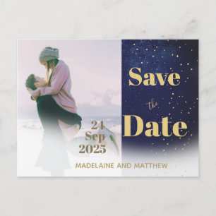  Save The Date Photo Wedding Modern Evening Announcement Postcard