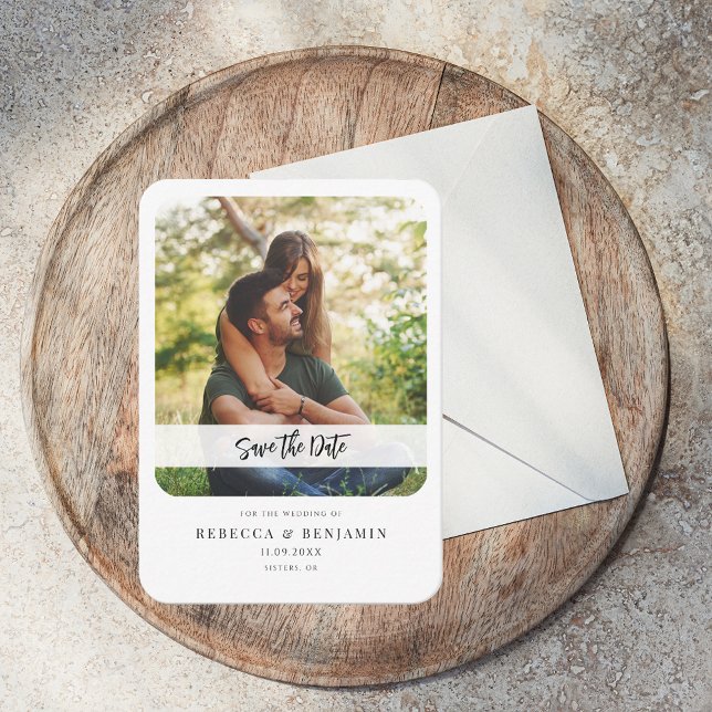 Save the Date Photo Wedding Script Announcement (Wedding Save the Date Photo Script Announcement Note Card)