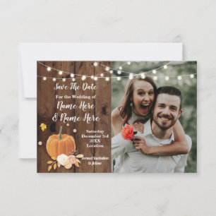 Save The Date Photo Wood Pumpkin Photo Wedding