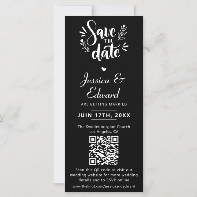 Save The Date PhotoBooth Qr Code Black White Chic (Back)