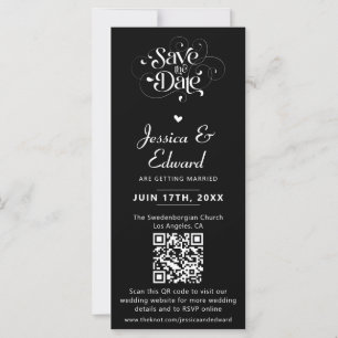 Save The Date PhotoBooth Qr Code Black White Chic
